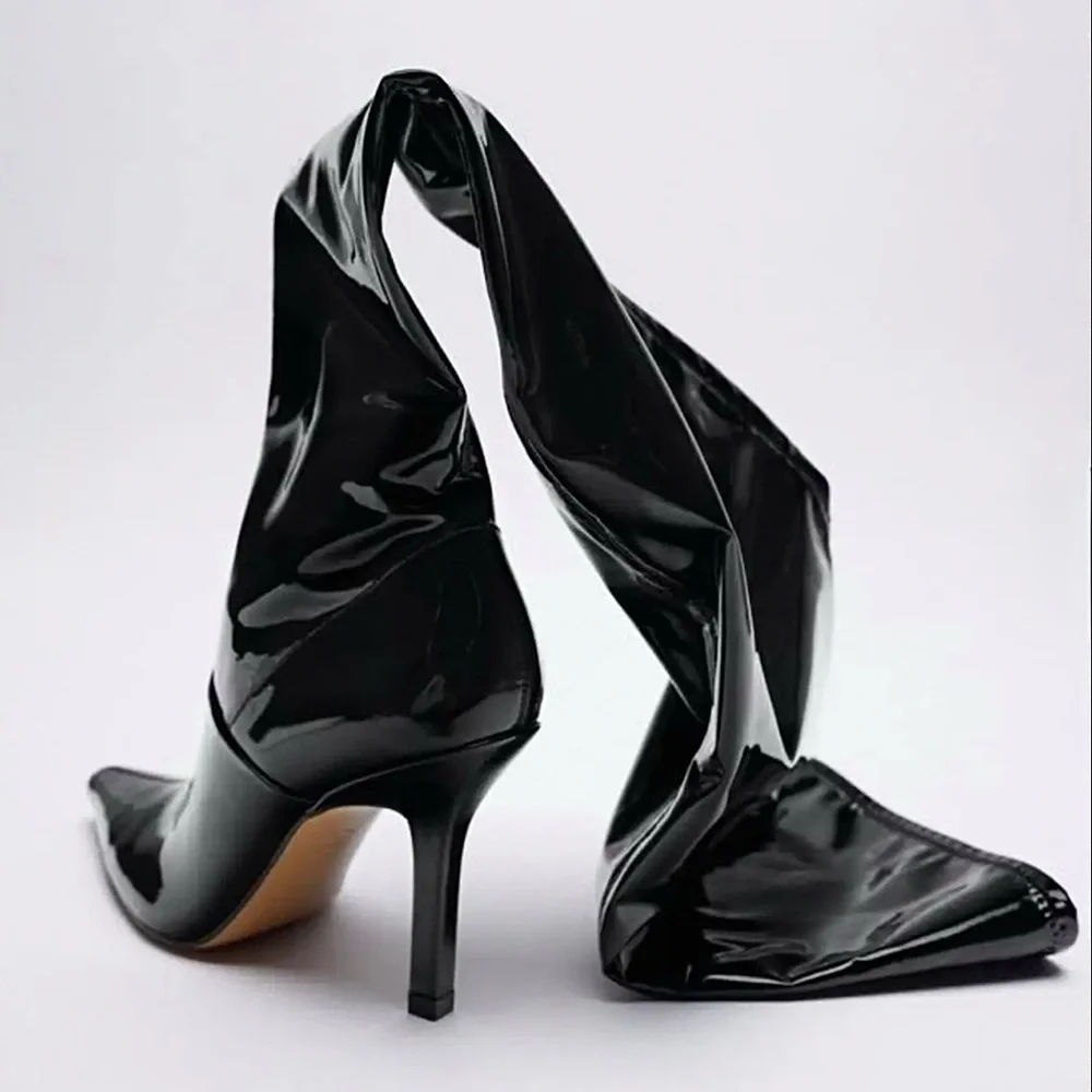 Zara Black Patent Over-the-Knee Stiletto Boots. Retail: $199. US 7.5, EU 38 size - Picture 13 of 16